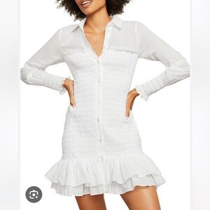 NWOT VERONICA BEARD Kelsey Smocked White Dress sz 14